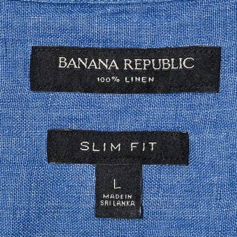 Banana Republic 100% Linen Slim Fit Button Front Shirt Men's Large Blue